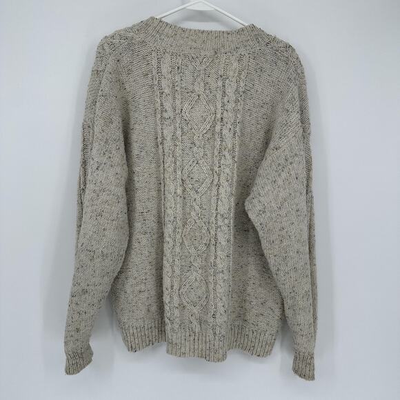 MJ Carroll Sweater Mens Large Beige Cable Knit Button Front Cardigan Hong Kong - Picture 9 of 12